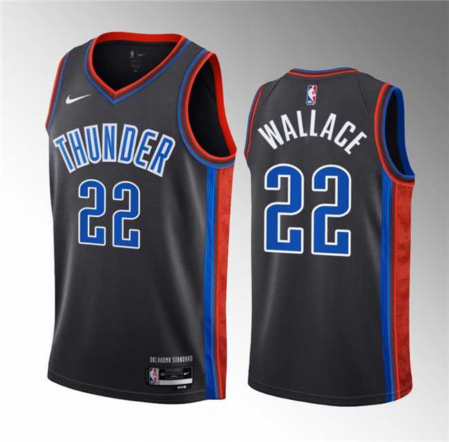 Mens Oklahoma City Thunder #22 Cason Wallace Black 2023 Draft City Edition Stitched Basketball Jersey
